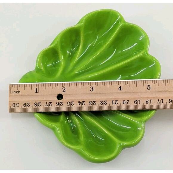 Vibrant Green Ceramic Shell Trinket Dish Vintage Style Soap Candy Catchall Vtg - Picture 4 of 6